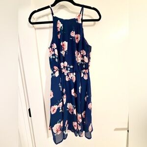 Francesca's Navy Floral Dress with Pink Roses